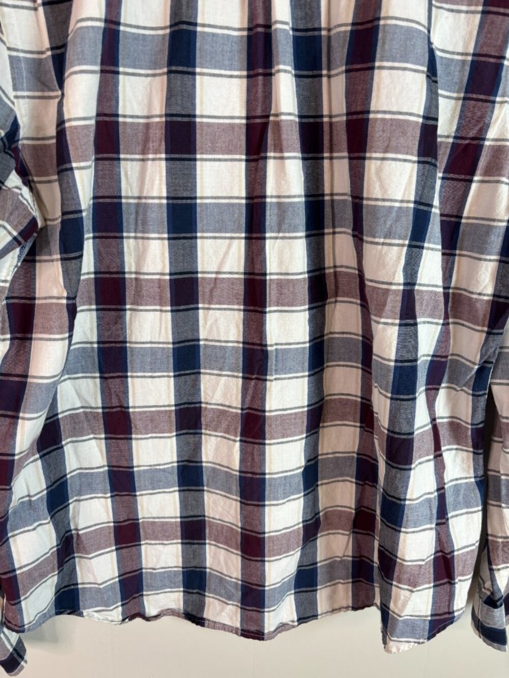 American Eagle Shirt Large Purple Blue Plaid Classic Fit Button-Down Cotton - Picture 6 of 11